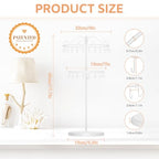 iDavosic.ly 2 Tier Rotating Necklace Holder Organizer with 42 Hooks, Adjustable Metal Bracelet Display Stand Rack, Extra Tall Keychain Spinning Tree Tower for Women, White - color: White