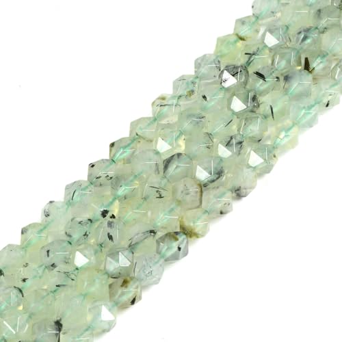 Prehnite 6mm Gemstone Triangle Faceted Round Loose Beads Strand 15.5" DIY Jewelry Making - color: Prehnite