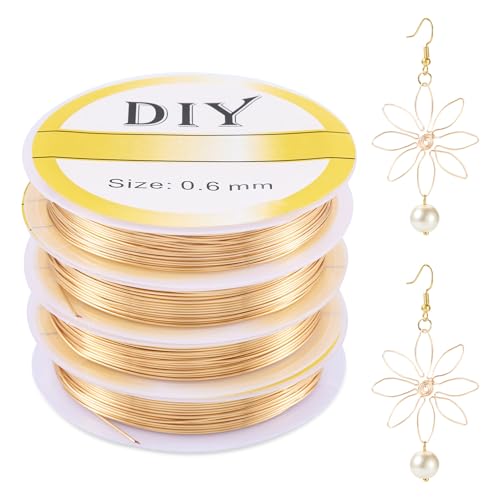 Beadthoven 59 Ft 14K Gold Filled Wire 22 Gauge 0.6mm Dead Soft Round Gold Filled Brass Wire for Crafts Wire Wrap Jewelry Making Supplies - size: 22 Gauge (0.6mm)