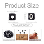 FASHEWELRY 500Pcs Acrylic Cube Letter Beads 5x5x5mm Black Square Letter Q Alphabet Beads for DIY Bracelet Necklace Jewelry Making - color: Letter Q