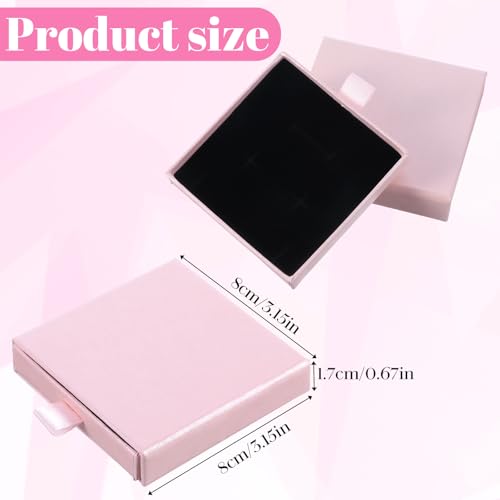 Jewellery Gift Box, 4 Pcs Ring Necklace Box Small Gift Boxes for Bracelets Earrings Necklaces Bracelet Drawer Organizer Square Pendent Storage Case for Birthday DIY Wrapping(Pink)