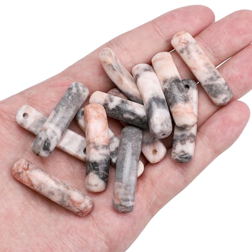 BEADIA Natural Curved Pink Zebra Stone Beads 36x10mm 4pcs for DIY Bracelet Jewelry Making - color: Pink Zebra