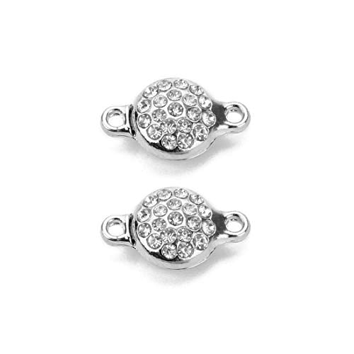 Brass Made Round Magnetic Clasps Stronger Magnetic Closure for Necklace Bracelet and Chain Keep Your Jewelry Secure 5 Sets/lot - size: 12mmX20mm & Rhodium & Cubic Zirconia