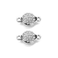 Brass Made Round Magnetic Clasps Stronger Magnetic Closure for Necklace Bracelet and Chain Keep Your Jewelry Secure 5 Sets/lot - size: 12mmX20mm & Rhodium & Cubic Zirconia