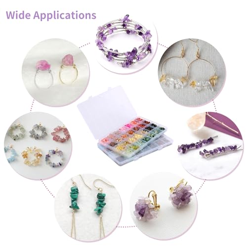 QUEFE 1800pcs 56 Colors Crystal Beads, Ring Making Kit, Gemstone Chip Beads Irregular Natural Stone with Jewelry Making Supplies for DIY Craft Bracelet Necklace Earrings, Craft Gifts - color: 56 Colors