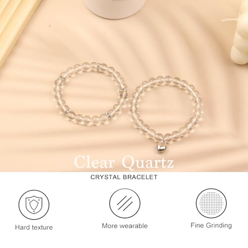 2Pcs Healing Crystal Bracelets for Women Handmade Beaded Bracelet Healing Prayers Crystal 8mm Natural Stone Beads Bracelet Stress Relief Get Well Soon Gifts
