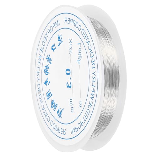 MECCANIXITY 28 Gauge Copper Wire for Jewelry Making, 1 Roll Craft Tarnish Resistant Beading Wire for Jewelry Making Supplies DIY (Silver)-49ft - color: Silver, size: 28 Gauge x 49ft