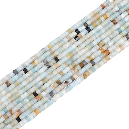 BEADIA Natural Amazonite Short Cylinder Beads 2x3mm 155pcs Tube Loose Semi Gemstone Beads for Jewelry Making Design - color: Amazonite