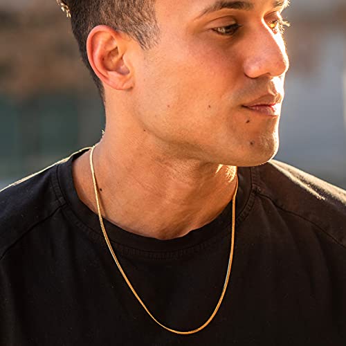 LIFETIME JEWELRY Crushed Herringbone Chain Necklaces for Women and Men 24k Gold Plated - color: Gold, size: 16 inches, style: 2.5mm