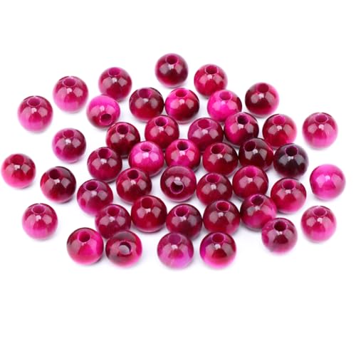 AD Beads Big Hole 2.5mm Natural Gemstone Beads – 6mm 8mm 10mm Round Loose Beads for Jewelry Making, Weaving, and Leather Cord (Rose Red Tiger Eye, 8mm 40pcs) - color: Rose Red Tiger Eye, size: 8mm 40pcs