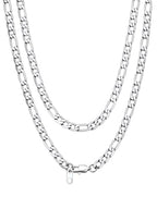 Bandmax Stainless Steel Figaro Chain Necklaces for Men Women, Silver/Gold/Black 4MM/6MM/9MM Flat Italian Style Figaro Link Chains Length 14"-30", Gift Packed - color: 02 6MM-Silver, size: 18 Inch