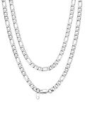 Bandmax Stainless Steel Figaro Chain Necklaces for Men Women, Silver/Gold/Black 4MM/6MM/9MM Flat Italian Style Figaro Link Chains Length 14"-30", Gift Packed - color: 02 6MM-Silver, size: 28 Inch