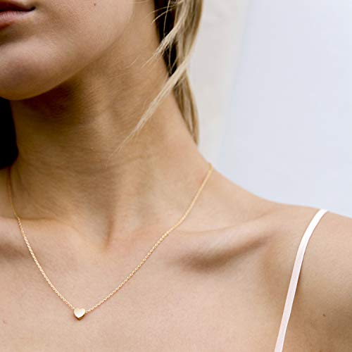 PAVOI 14K Gold Plated Cubic Zirconia Heart Necklace | Cute Dainty Love Pendant Necklaces for Women - Valentines Day Trendy Jewelry - style: Heart Polished