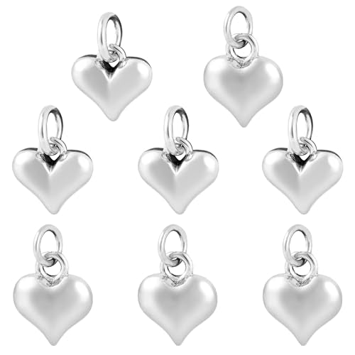 FASHEWELRY Real 18K Gold Plated Heart Charms Platinum Brass Pendants with Loop for Bracelets Necklace DIY Jewelry Making, Wedding, Mother's Day Festival Gifts - color: 1 color-Platinum