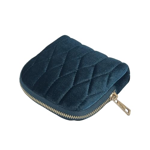 Small Travel Jewelry Case - Jewelry Travel Organizer Bag with for Bracelets, Necklaces, Bangles, Jewelry Organizer Storage Bag Gift for Women Girls,5.1x4.72x1.18 IN- RJB001-Blue - color: Blue-Velvet