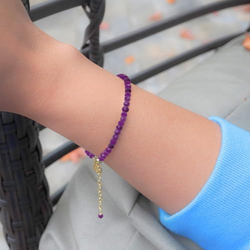 Faceted Bracelet for Women, Certified 925 Sterling Silver with 18K Gold Vermeil Healing Crystal Bracelets for Women - Crystals and Healing Stone Bracelet Women Jewelry for Gift - color: Ruby