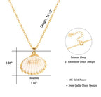 Natural Seashell Shell Scallop Pendant Choker Necklace Adjustable 18K Gold Plated Cable Chain Handmade Jewelry for Women Girls - style: Scallop