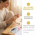 FREICO 68 Pcs Beading Needles Set, Size 10 Long Straight Beading Needle with Threader and Scissors, Fine Seed Bead Needles for Jewelry Making, Beads, Embroidery