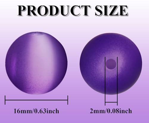 25pcs Resin Transparent Frosted Beads 16mm Cat Eye Circular Rubber Bead Spacer Bead DIY Making Friendship Bracelet Phone Chain Keychain Pen Beads Accessories (Dark Purple) - color: Dark Purple