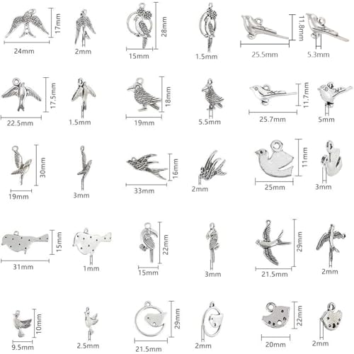 PH PandaHall 15 Style Bird Charms, 90pcs Swallow Charms Tibetan Antique Silver Animal Pendants Beads for DIY Spring Earring Necklace Bracelet Making - color: 15 Styles Bird - 90pcs