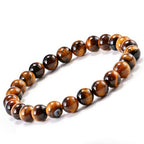 8mm Tigers Eye Bracelets for Women Men 7 inch Round Beaded Stretch Bracelet Natural Gemstone Handmade Polishing Stone for Spiritual Healing Meditation Yoga