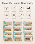 VLANDO Gifts for Teachers,Jewelry Case with 12 Velvet Jewelry Bags Travel Jewelry Organzier for Travelers Necklace Rings Earrings Jewelry Bags Birthday Wedding Gifts (Green) - color: 12PCS-Green