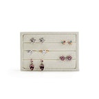Oirlv linen 3 Slots Ring Earrings Display Trays Showcase Jewelry Organizer (creamy-white,rectangle) - size: rectangle