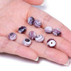 7.5×10mm 50pcs Purple White Faceted Lampwork Glass Beads for Jewelry Making, Flat Round Handmade Murano Beads for Bracelets, Crafts, Friendship Bracelet Kit, Rosary Making - color: Purple White