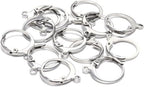 20 Pieces Surgical-Grade Stainless Steel Lever Earring Hooks - Open Loop Findings with 14×12mm Hoop Bases for DIY Jewelry Making Supplies (Silver) - color: Silver