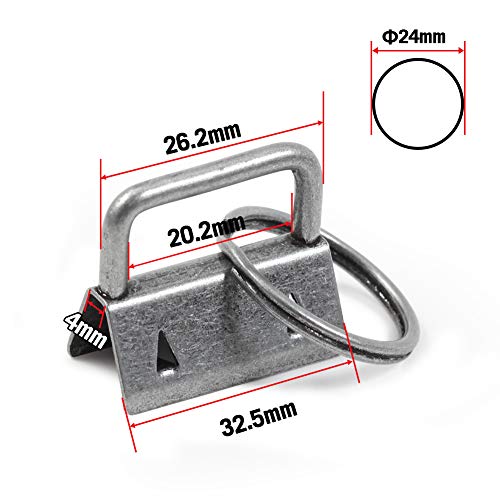 SPEEDWOX Key Fob Pliers and 20 Sets 1 Inch Key Fob Hardware with Keychain Split Rings Webbing Fabric Strapping Wristlet Set Dark Nickel Glass Breaking Pliers Tools with Rubber Tips - size: 1" Dark Nickel