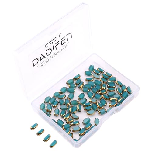 Glass Rice Beads Peacock Blue 4x6mm 50pcs Faceted Oval Golden Edge Crystal Loose Beads for DIY Craft Jewelry Making - color: Peacock Blue
