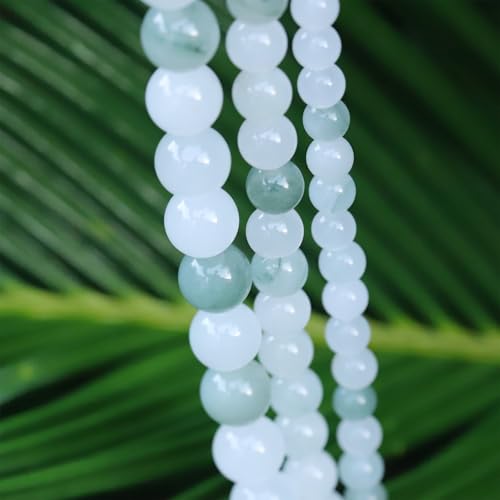 6mm Natural Stone Beads 65pcs White Jade Jasper Polished Round Smooth Crystal Loose Gemstone Beads for Jewelry Making DIY Bracelet Necklace Earring Crafts Supplies - color: White Jade 6mm-65pcs