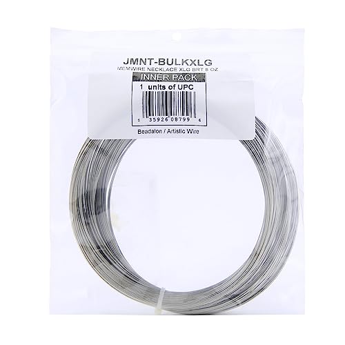 Beadalon Remembrance Stainless Steel Memory Wire, Round, Necklace, Bright, 1 oz, Approx. 36 coils - size: Necklace, Large, style: 8 oz, approx. 248 coils