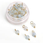 Beadia Natural Faceted Cube Stone Charms 4mm 30pcs with Untarnish Metal Accessories Loose Square Beads for DIY Jewelry Making - color: Aquamarine