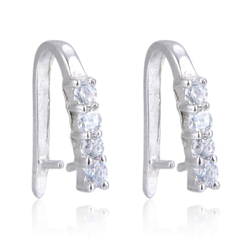 5pcs Adabele Authentic 925 Sterling Silver 15mm Pendant Clasp Pinch Bails Cubic Zirconia CZ Clip Tarnish Resistant for DIY Craft Jewelry Making SS203-3 - size: 15mm Pinch Bail with CZ