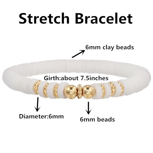 12pcs Friendship Bracelets Beaded Bracelets Heishi Bracelet Cute Bracelets Stack Vinyl Clay Disc Bead Surfer Stretch Summer Beach Bracelets For Women Preppy Bracelets - color: B-color 3