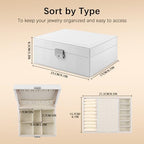 Homeanda Jewelry box 2 layer Jewelry box Leather Jewelry boxes for Women Girls Teens Jewelry organizer box Jewelry Storage box with lock(White) - color: White