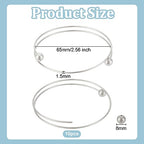 PH PandaHall 10pcs Stainless Steel Wire Bracelet Adjustable Bangle Bracelet Blank Cuff Bracelet with Removable Ball Bead Expandable Blank Bangle Bracelets for Jewelry Making, 2.5 inch - Platinum