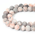 60pcs 6mm Natural Matte Pink Zebra Jasper Beads Energy Healing Crystal Round Loose Stone Beads for Jewelry Making, DIY Bracelets Necklaces - color: Matte Pink Zebra Jasper, size: 6mm