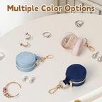 Jewelry Ring Holder Keychain, 2 Pack Velvet Jewelry Holder Storage Box with Buckle, Portable Small Travel Ring Keeper Case for Rings, Earrings, Stud, Necklaces (Pink+Light Blue) - color: Pink+Light Blue