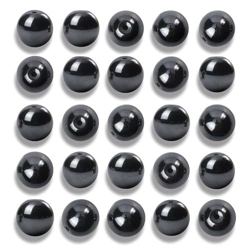 200Pcs 4mm Natural Smooth Black Hematite Beads Round Loose Stone Beads for Jewerly Making with Crystal Stretch Cord - color: Black Hematite, size: 4mm