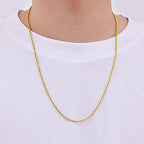 Fiusem 18K Gold Plated Rope Chain for Men, 18K Gold Plated/Black Chain Necklace, Stainless Steel Necklace for Men and Women, Jewelry Gifts - size: 20 Inches, style: Gold 2.5mm