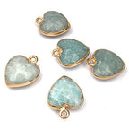 QSLLER 8 PCS Heart Shaped Natural Stone Pendants Healing Chakra Reiki Love Stone Charm Bulk for Jewelry Making - color: Mixed Colors