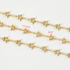 YOUBEIYEE 13 Feet Star Chain for Jewelry Making 18K Gold Plated Brass Chain Spool Hollow Stars Link Chain Jewelry Craft Chains Bulk - color: Star