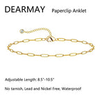 DEARMAY 14K Gold Plated Ankle Bracelets Set for Women Waterproof, Anklets for Women Cuban Link Layered Pack Jewelry Gift - color: Gold Anklet-T