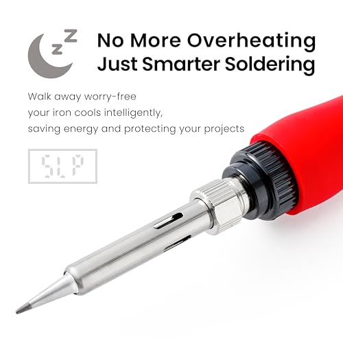 Soldering Iron Kit, 60W 120V Digital LED Display 5-in-1, Solder Wire, Flux Rosin Paste, Mini Stand, Sponge, Portable Fast Heating Welding Tool for Electric Repair Hobby DIY from Plusivo - color: Digital Soldering Iron Kit 7