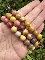 GAF TREASURES Grade A ++ Gemstone Round Bead Adjustable Bracelet 10mm, Genuine Crystal Bead Bracelet, Gift for Men & Women - color: Mookaite