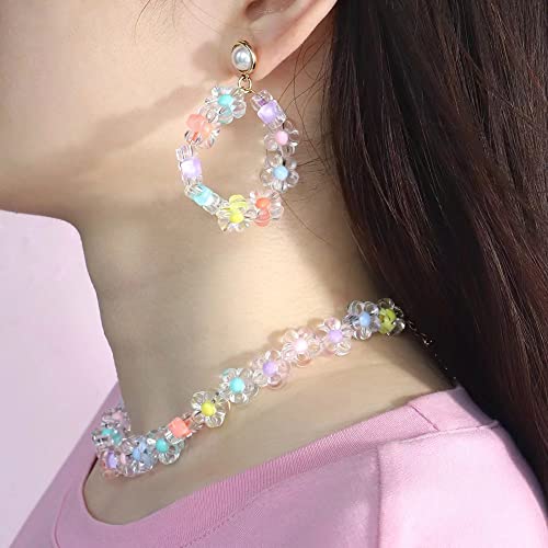 200pcs 12mm Flower Acrylic Beads Mix Candy Colors Flower Plastic Pastel Beads for DIY Crafts Braids Bracelet Earring Jewelry Making