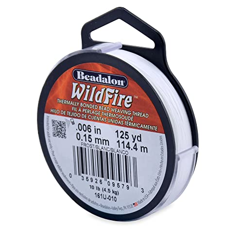 Beadalon Wildfire Ultra - Beading Thread, Beading Supplies for Crafters, Jewelry Makers, Beaders. Braided Fishing Line - size: 0.006 in / 125 yd, style: Frost
