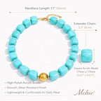 Mchic Colorful Beaded Choker Necklace for Women: Boho Large Square Acrylic Beaded Necklace Stainless Steel Adjustable Surfer Beach Strand Necklaces Summer Handmade Jewelry Gift for Women - color: Teal1